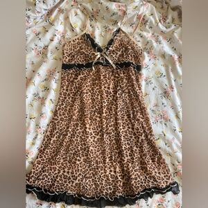 Leopard print babydoll dress